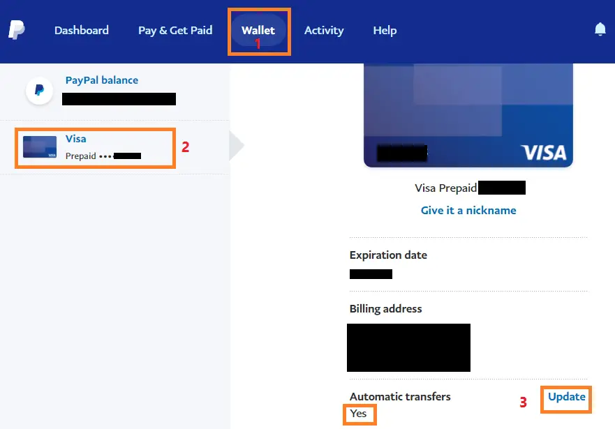 Activate automatic withdrawal in PayPal